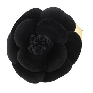 Chanel Camellia Velor Black Ladies 8g Brooch